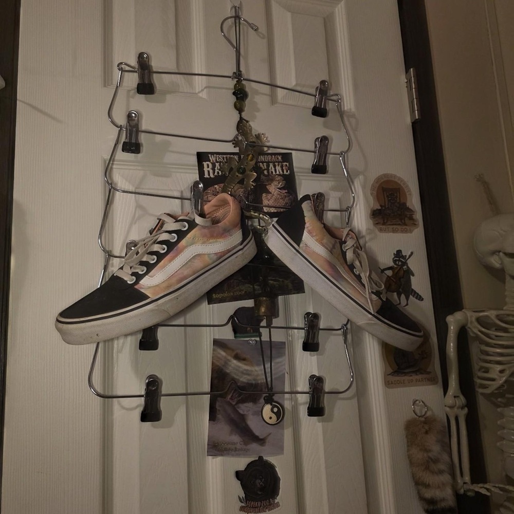 Vans Low-Top Sneakers in Black and Pastel Tie-Dye